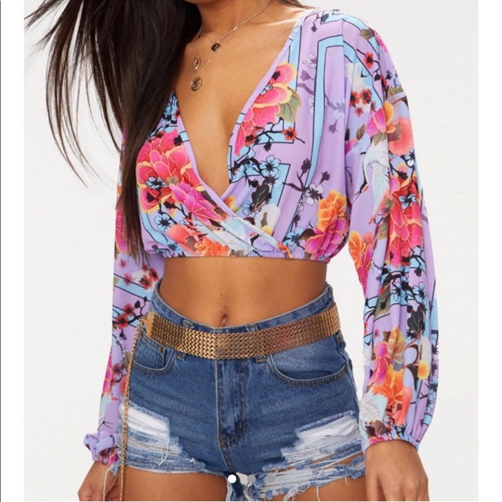 Floral wrap crop top